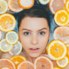 woman beauty bath orange vitamin c square