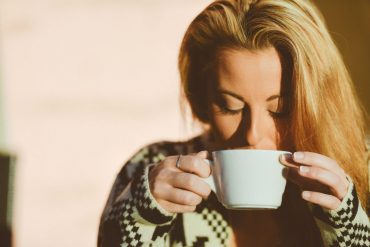 woman drinking coffee tea