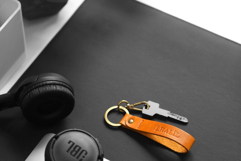luxury leather keychain